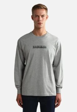 Napapijri S BOX LS - Langarmshirt - Medium Grey Melange