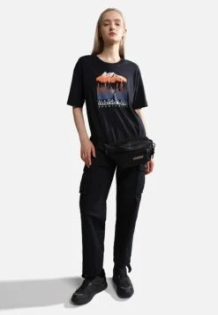 Napapijri S HILL - T-Shirt Print - Black -Napapijri 5c4a2240baf9481887fa236c7b4124b3