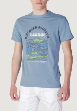 Napapijri S SANGAY SS - T-Shirt Print - Pale Blue