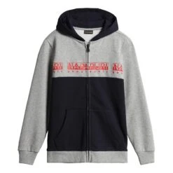 Napapijri Stavki Full Zip Kinder Kapuzenjacke Grau/schwarz/rot