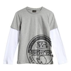 Napapijri Boreale Kinder Langarmshirt Grau/weiß/schwarz
